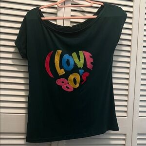( 0307) Women's Hunter Green 'I Love 80's' Graphic Top